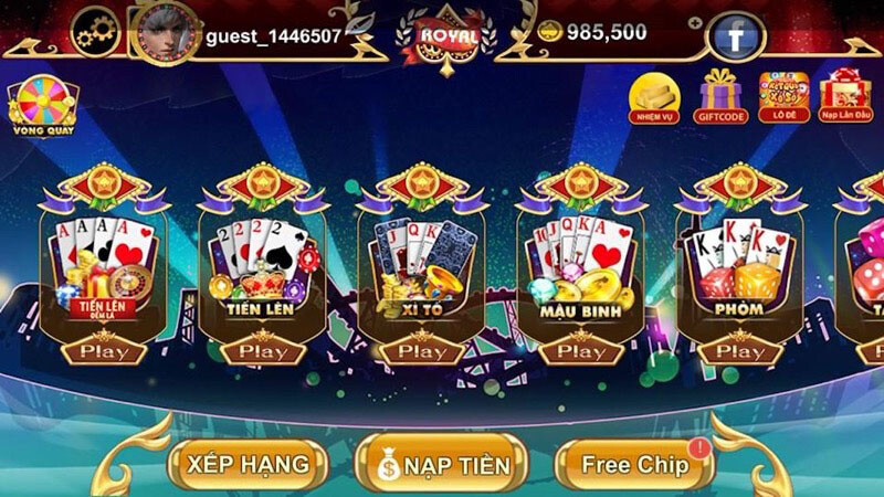 Giao diện cổng game Royal club