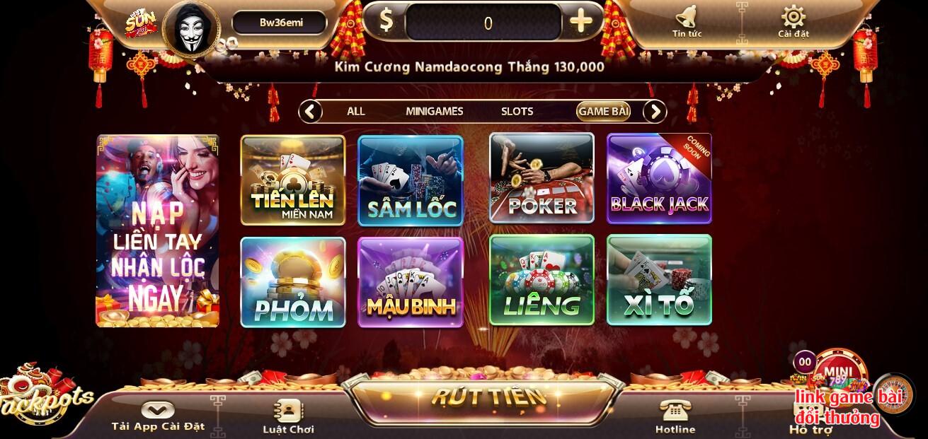 Sunwin  sở hữu kho game bài đổi thưởng đều là những siêu phẩm hot nhất